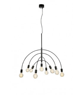 Lavello pendant lamp Black metal 9 bulbs 88cm