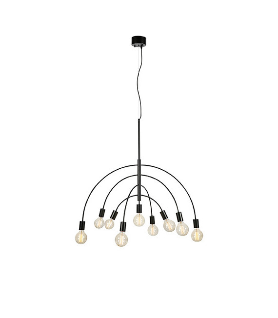 Lavello Lámpara colgante Metal negro 9 bombillas 88cm