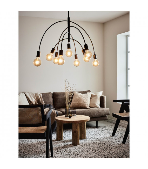 Lavello pendant lamp Black metal 9 bulbs 88cm