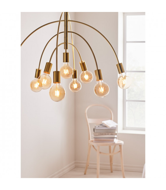 Ciondolo Lavello Ottone Metallo 9 lampadine 88cm