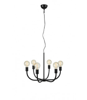 Sospensione in metallo nero Amistoso 6 lampadine 47cm
