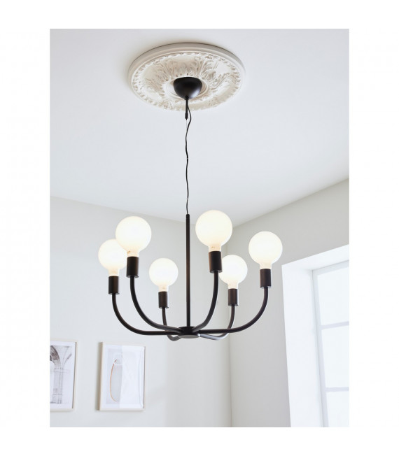 Amistoso Black Metal Pendant 6 bulbs 47cm