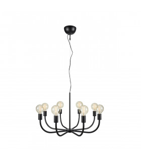Sospensione in metallo nero Amistoso 8 lampadine 47cm