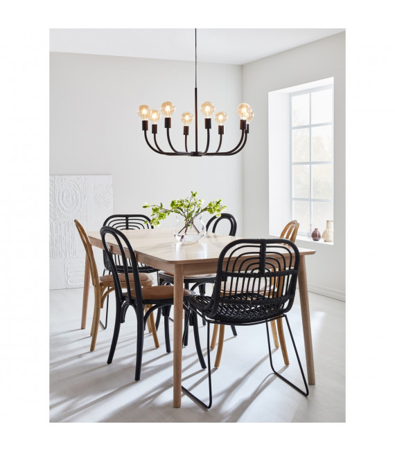 Amistoso Black Metal Pendelleuchte 8 Glühbirnen 47cm