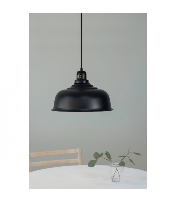 Port Pendelleuchte Schwarzes Metall 1 Birne 24,5cm