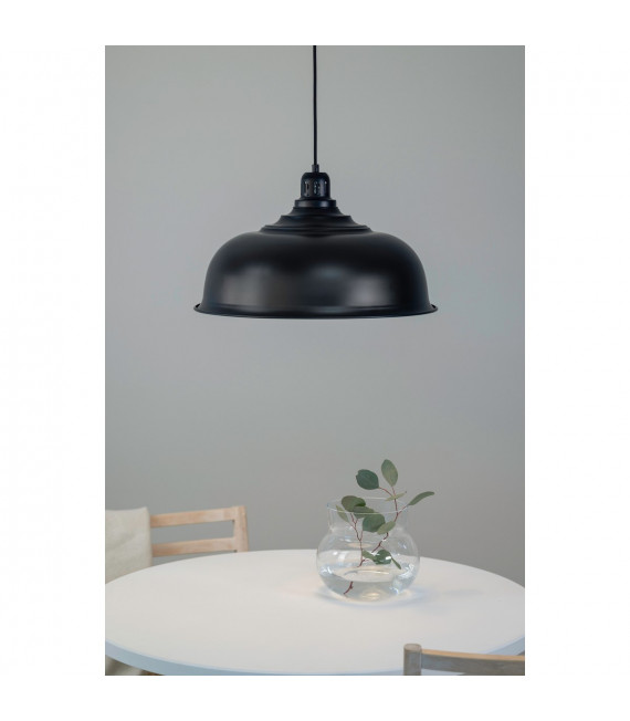 Port pendant lamp Black metal 1 bulb 29cm