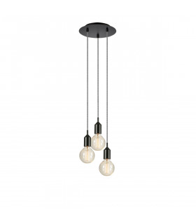 Bronx Black Metal pendant light 3 bulbs 10cm