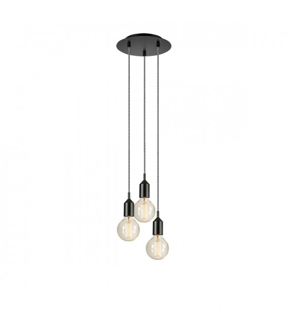 Bronx Black Metal pendant light 3 bulbs 10cm