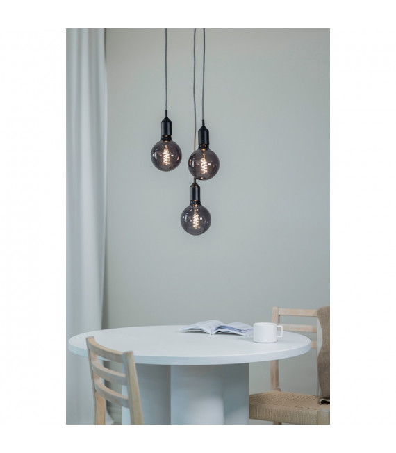 Suspension Bronx Métal Noir 3 ampoules 10cm