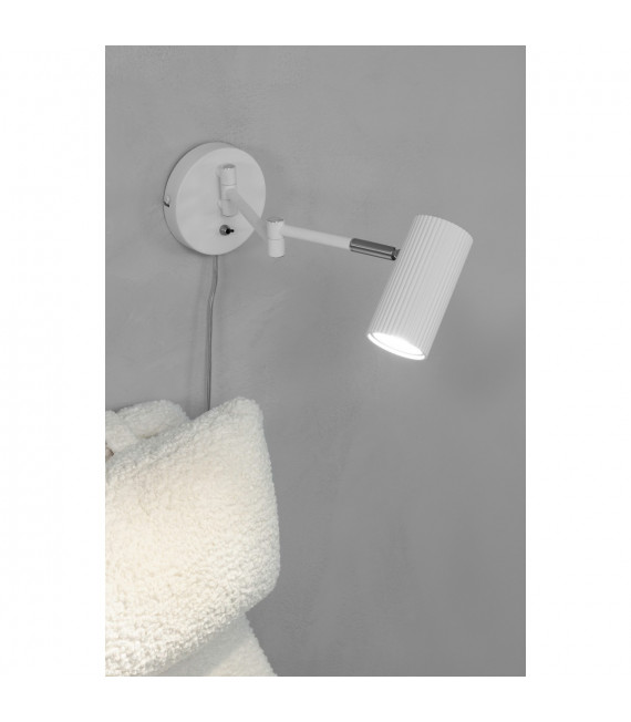 Wandleuchte mit Leselicht Costilla Weißmetall 1 Glühbirne 41cm
