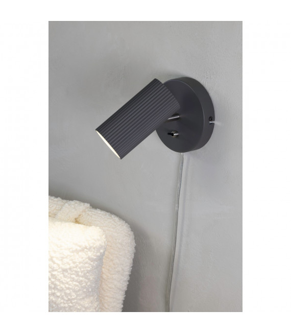 Aplique con luz lectura Costilla Metal Gris 1 bombilla 14cm