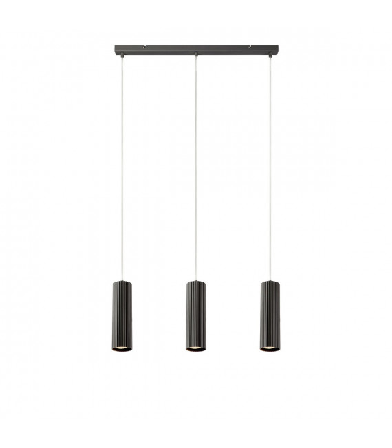 Costilla Metal Gris Colgante 3 bombillas 1760cm