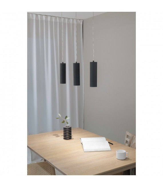 Costilla Metal Gris Colgante 3 bombillas 1760cm