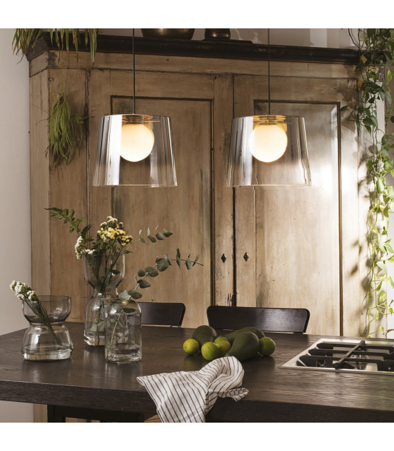 Fade pendant light 1 bulb Glass, metal Chrome
