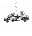 Suspension Perlage 14 ampoules Verre,métal Noir