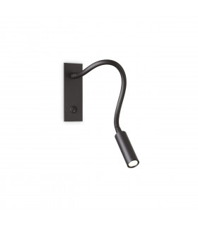 Wall lamp with reading light Io Metal, black aluminum 1 bulb 12cm