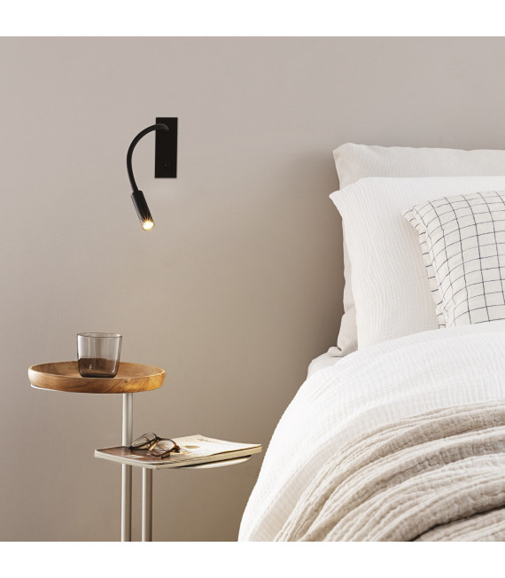 Lampada da parete con luce da lettura Io Metallo, alluminio nero 1 lampadina 12cm