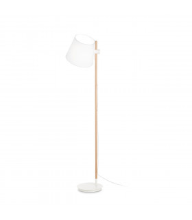 Lampada da terra Axel Wood, tessuto bianco 1 lampadina 168cm