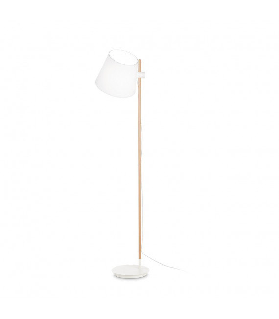 Stehlampe Axel Wood, weißer Stoff 1 Glühbirne 168cm