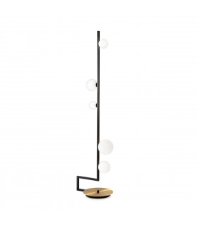 Floor lamp Birds Glass, black metal, brass 5 bulbs 160cm