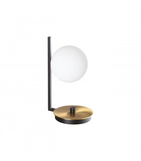 Birds globe table lamp Glass, black metal, brass 1 bulb 26.5cm