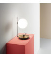 Birds globe table lamp Glass, black metal, brass 1 bulb 26.5cm