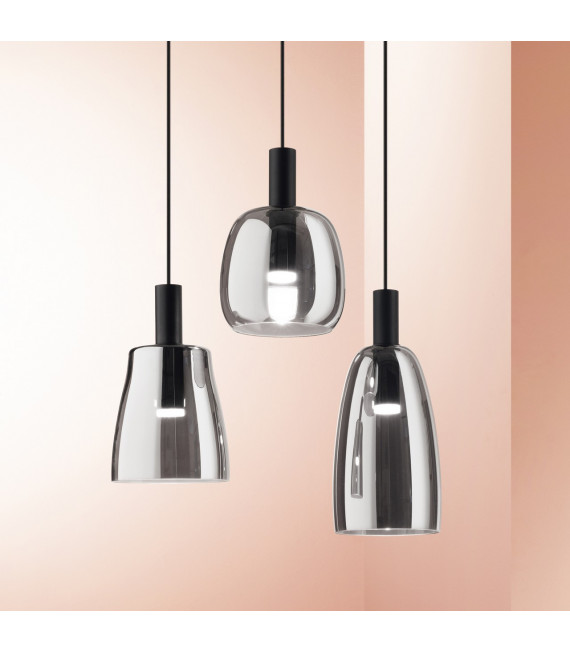 Suspension Coco-3 1 ampoule Verre,métal Noir