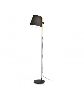Lampada da terra Axel Wood, tessuto nero 1 lampadina 168cm
