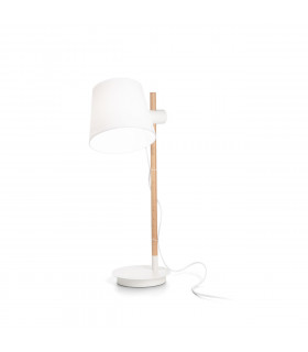 Lampada da tavolo Axel Wood, tessuto bianco 1 lampadina 66cm