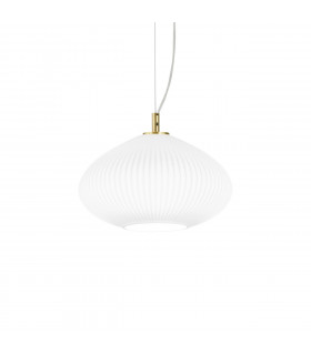 Suspension Plisse 1 ampoule Verre,métal Laiton