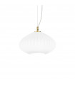 Plisse pendant lamp 1 bulb Glass, metal Brass