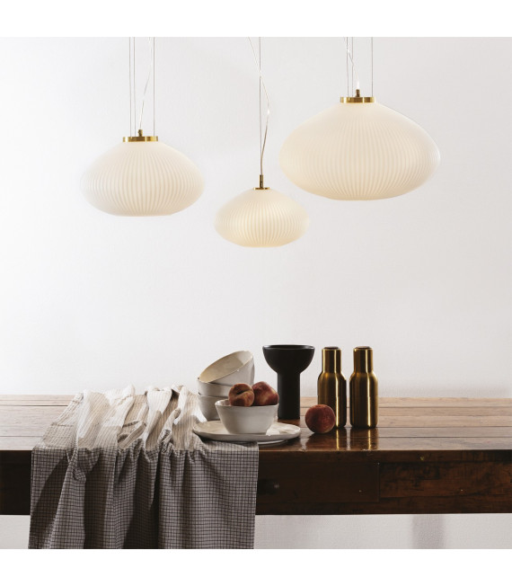 Lampada a sospensione Plisse 1 lampadina Vetro, metallo Ottone