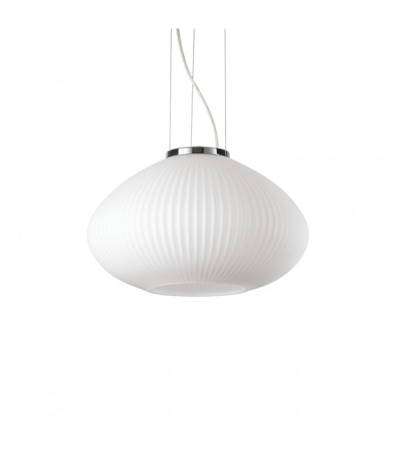 Suspension Plisse 1 ampoule Verre,métal Chrome