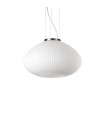 Plisse pendant light 1 bulb Glass, metal Chrome