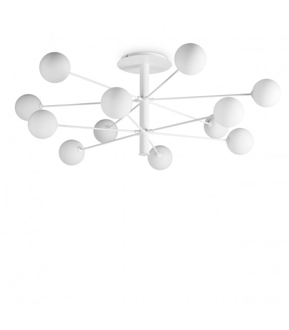 Plafón Cosmopolitan Cristal, metal blanco 12 bombillas 53,5cm