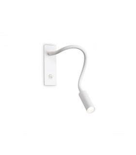 Wall lamp with reading light Io Metal, white aluminum 1 bulb 12cm