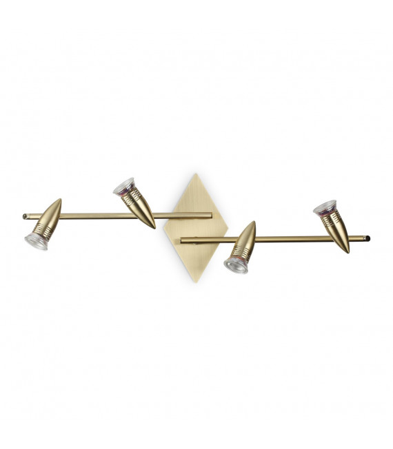 Alfa Metal Latón barra de focos 4 bombillas 16cm