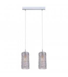 Linton Silver Metal Pendelleuchte 2 Glühbirnen 24cm