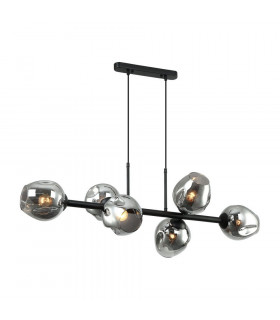 Suspension Borgo Acier Noir 6 ampoules 97cm