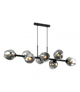 Ciondolo Borgo Acciaio Nero 8 lampadine 112cm