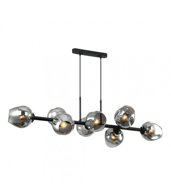 Suspension Borgo Acier Noir 8 ampoules 112cm