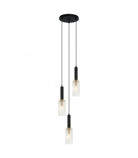 Pendant Perola Steel Black 3 bulbs 132cm