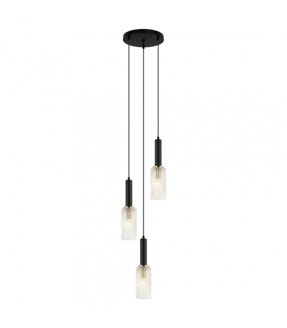 Suspension Perola Acier Noir 3 ampoules 132cm