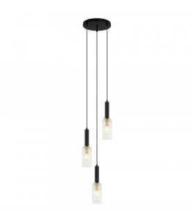 Colgante Perola Acero Negro 3 bombillas 132cm