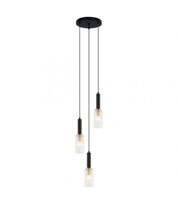 Pendelleuchte Perola Stahl Schwarz 3 Glühbirnen 132cm