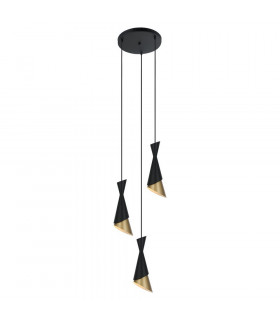 Colgante Malia Acero Negro 3 bombillas 128cm