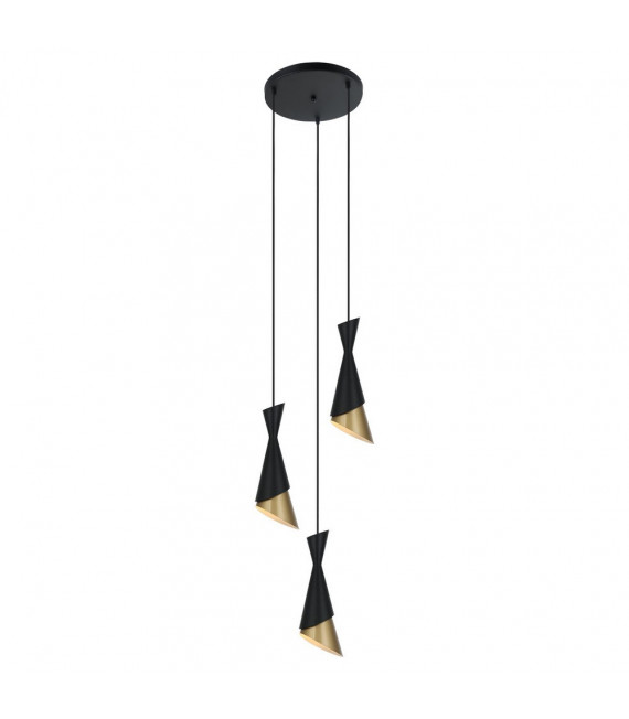 Pendant Malia Steel Black 3 bulbs 128cm