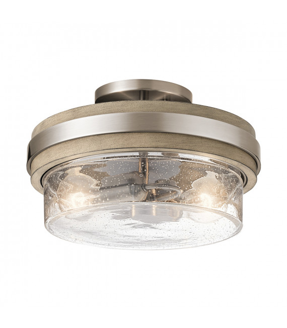 Plafoniera Large Steel, vetro con testa trasparente serie Antique grey 2 lampadine 19,7cm