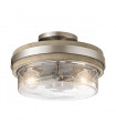 Plafonnier Grand Acier,verre à tête de série transparent Gris antique 2 ampoules 19,7cm