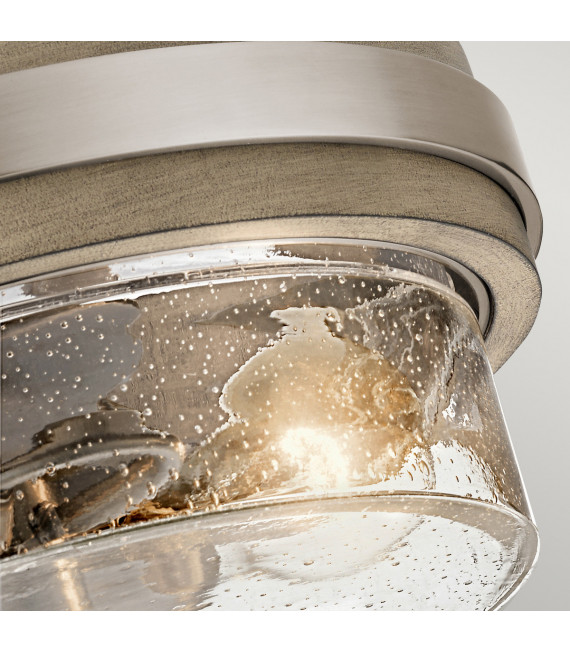 Plafón Large Acero, cristal con cabezal de serie transparente Gris Antiguo 2 bombillas 19,7cm